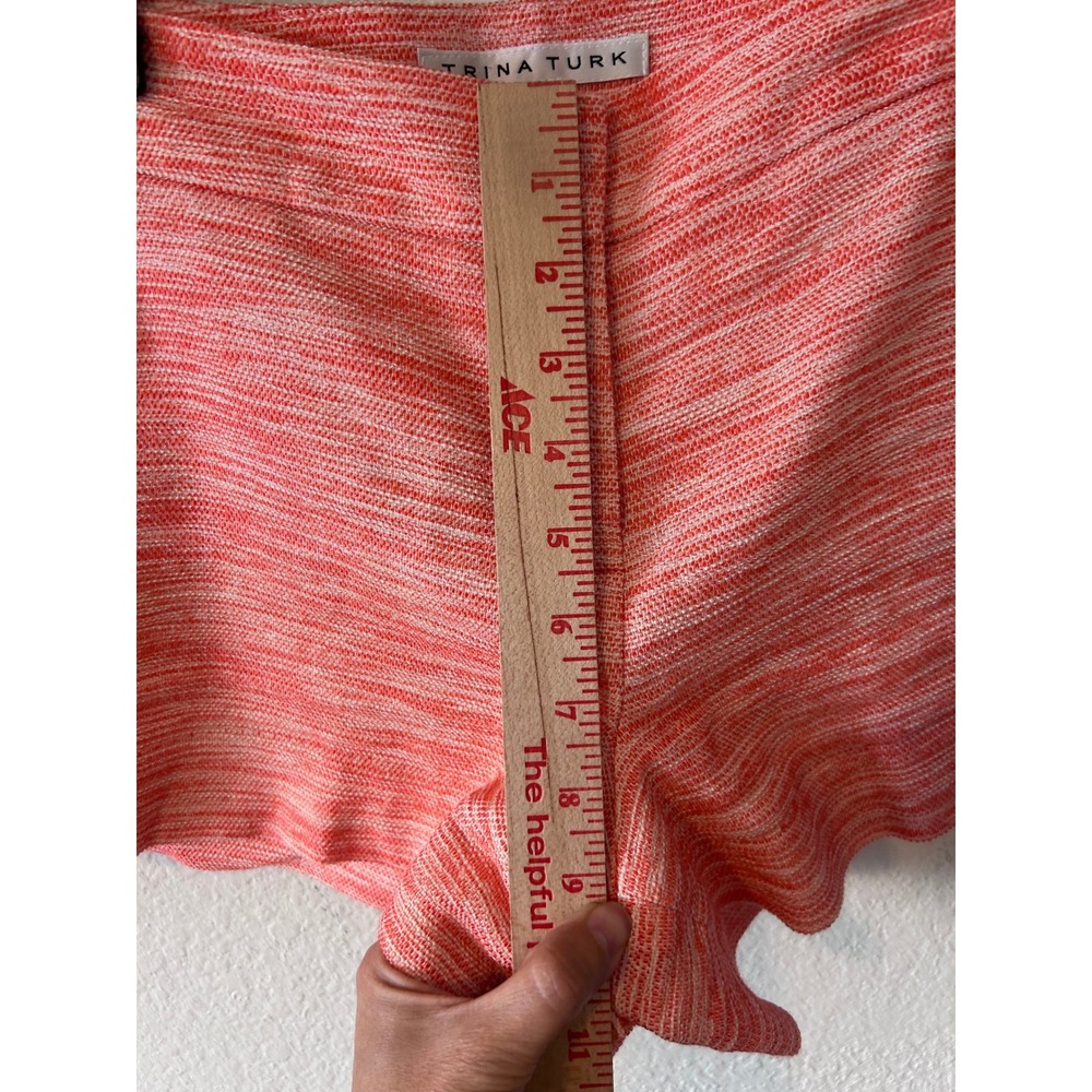Trina Turk Coral Preppy Resortwear Tweed Fringe Pocket Shorts SZ 2 Linen Blend - Picture 8 of 9